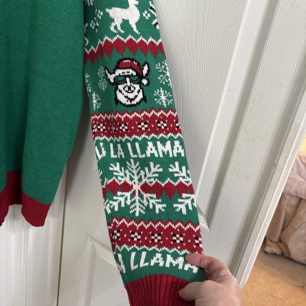 Celebrate Together Ugly Christmas Sweater Fa La La Llama Green Knit XXL - Picture 8 of 9